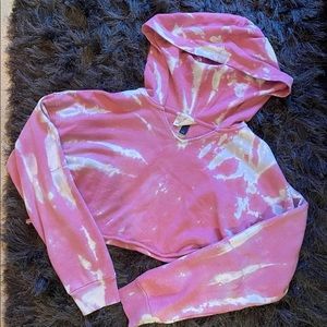 Bleach Tie Dye Cropped Hoodie